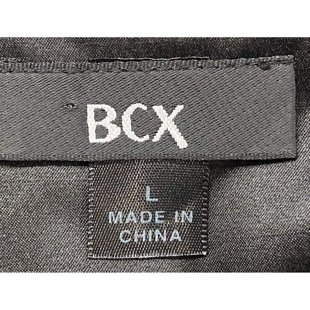 BCX Women Mid Length Satin Long Sleeve Swing Coat Sz L‎ Black Elegant Goth 43-13 - Picture 8 of 10
